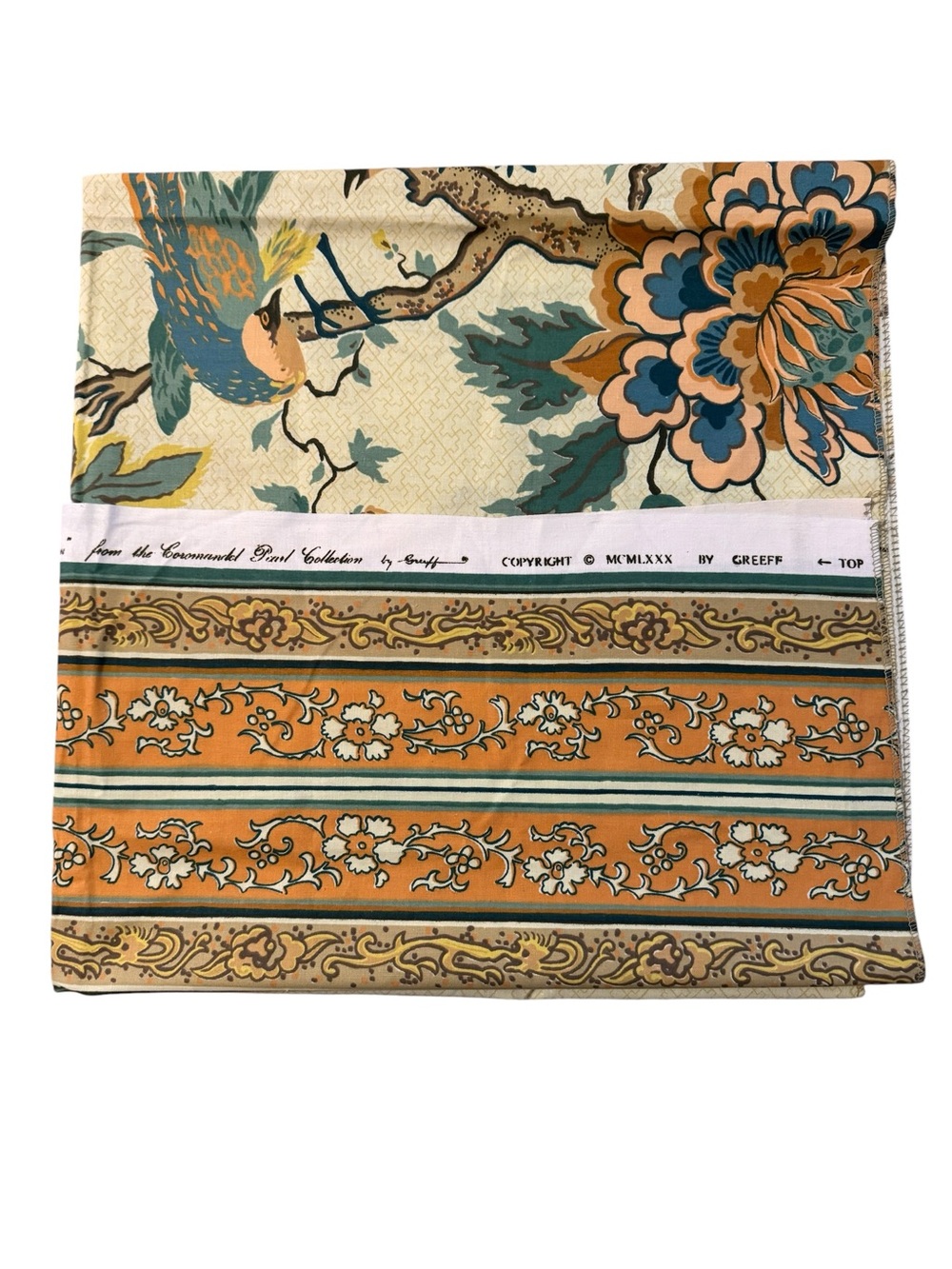 VTG Greeff for Warner Fabric Sample 55”x35”Talisman Coromandel Pearl Birds